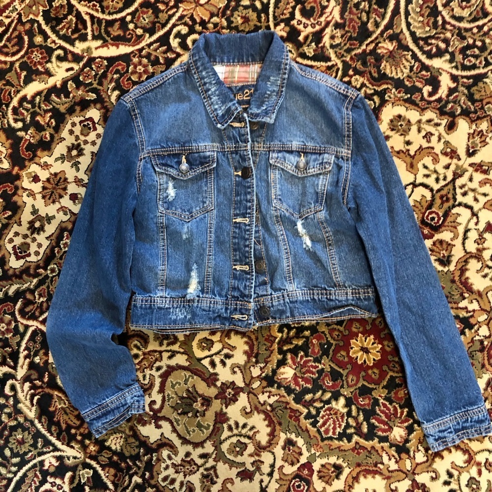 Rue21 Blue Distressed Denim Jacket